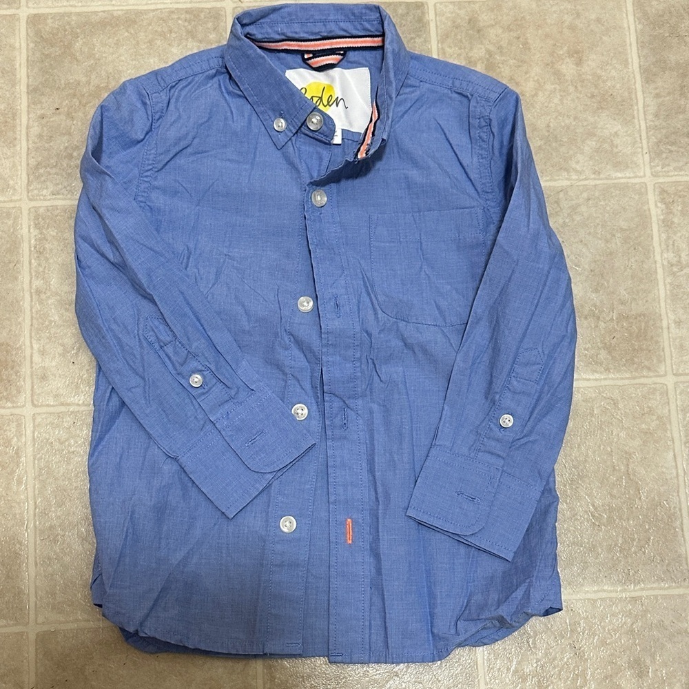 Mini Boden Kids Blue Button-Down Shirt